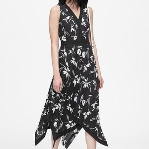 Banana Republic Black and White Floral Midi Dress